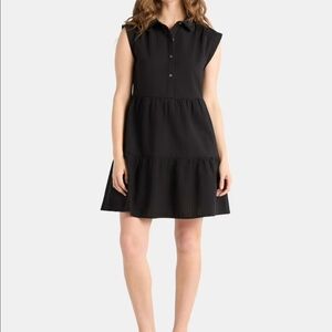 Time and Tru Black Button-Up Mini Dress